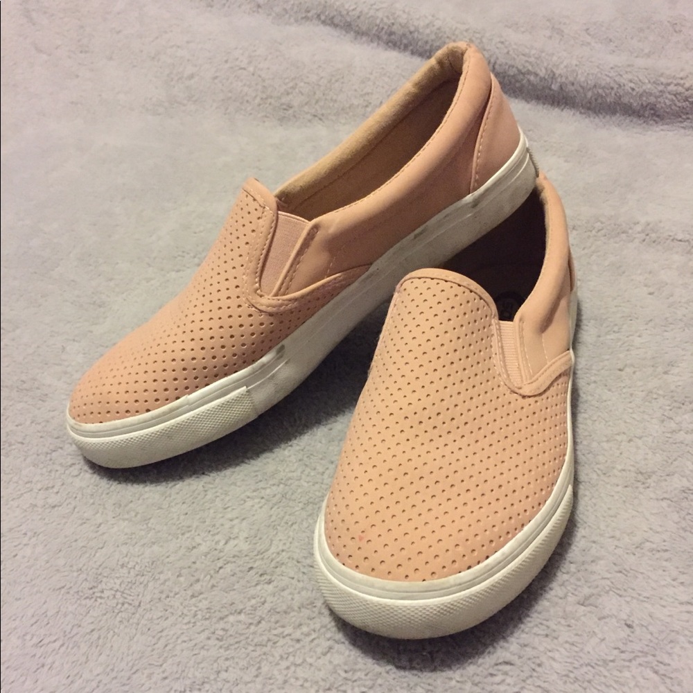 Pink slip on sneakers